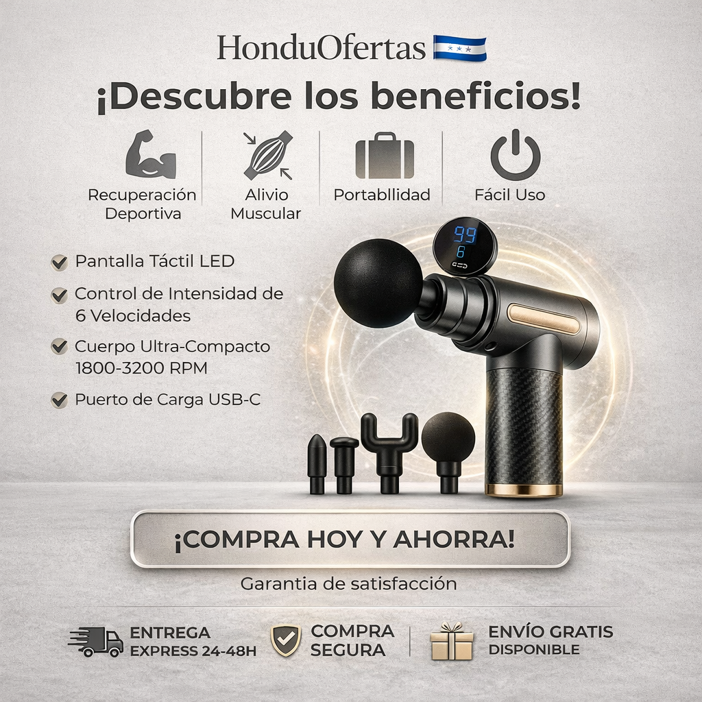 AlivioPro™ 6X – Pistola Profesional de Masaje Muscular Portátil con Garantía