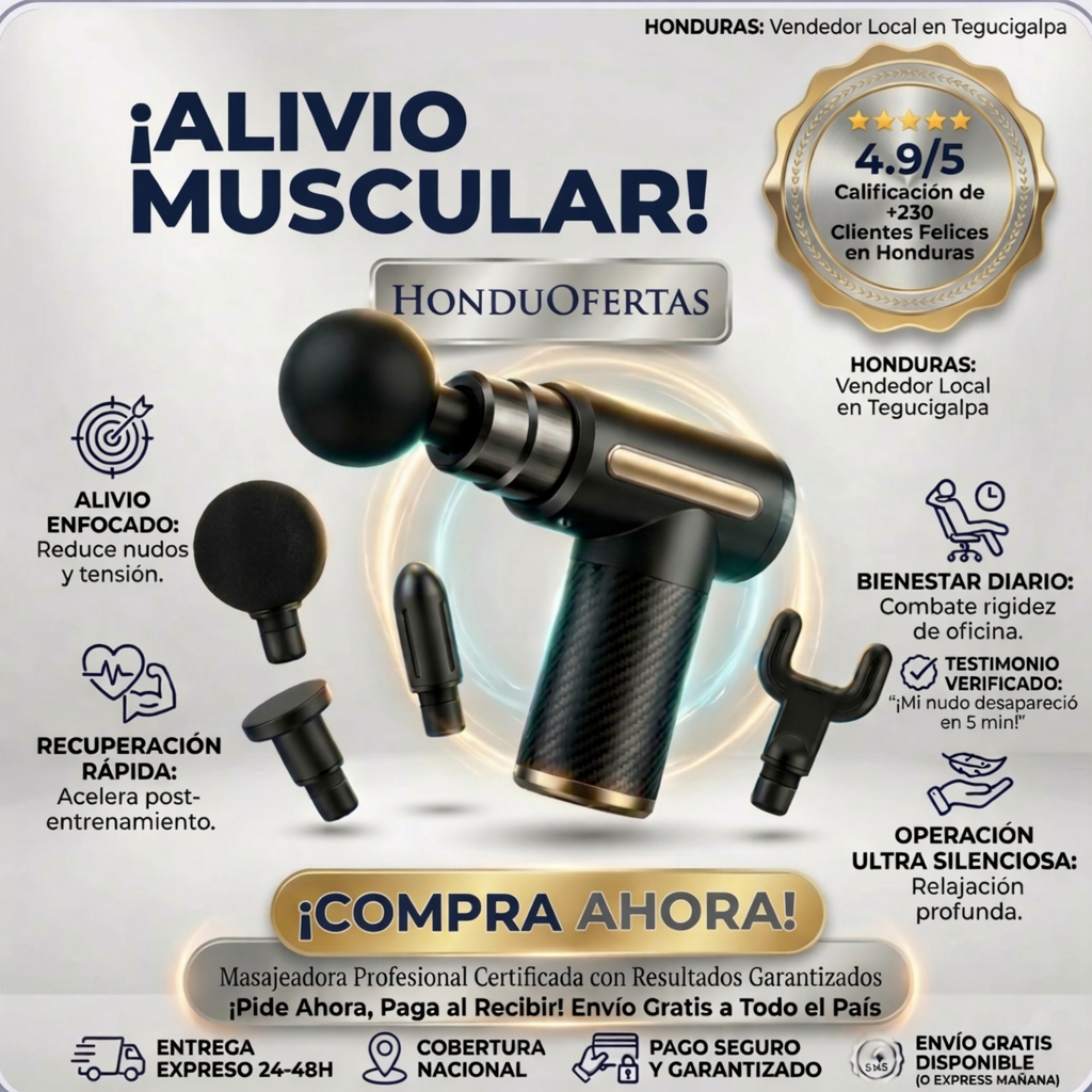 AlivioPro™ 6X – Pistola Profesional de Masaje Muscular Portátil con Garantía