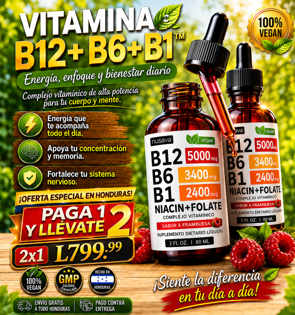 🍃Vitamina B12+B6+B1™ PAGA 1 Y LLEVA 2- L799.99+ envio gratis : Mente Clara y Vital