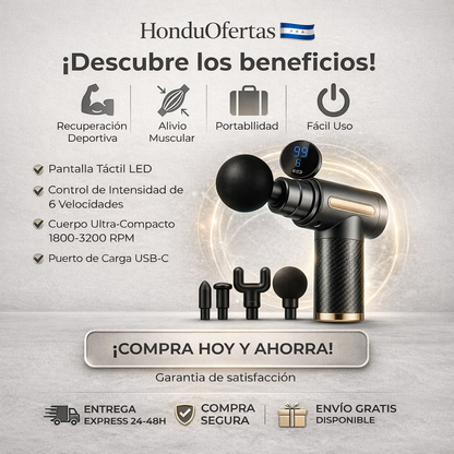 AlivioPro™ 6X – Pistola Profesional de Masaje Muscular Portátil con Garantía