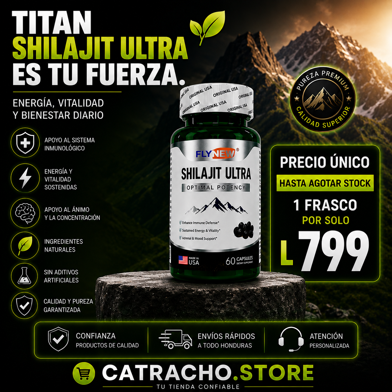 Titan Shilajit Ultra™ | Testosterona y resistencia para Hombres Imparables 🔥