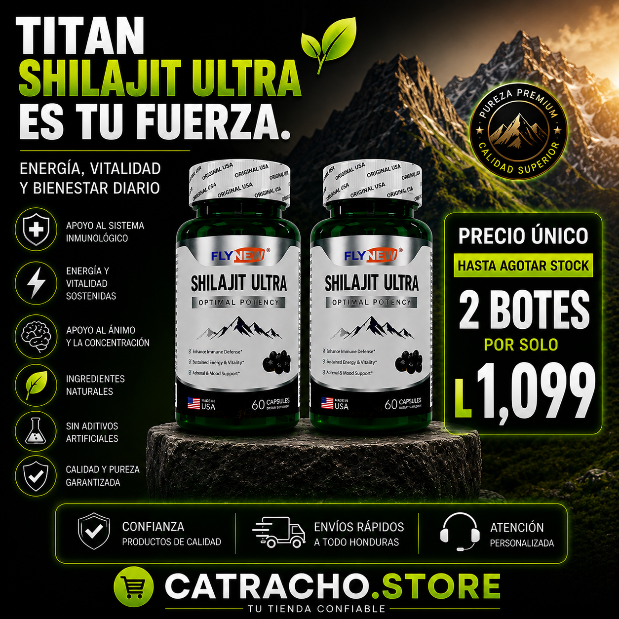 Titan Shilajit Ultra™ | Testosterona y resistencia para Hombres Imparables 🔥