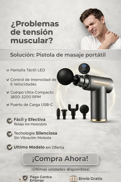 AlivioPro™ 6X – Pistola Profesional de Masaje Muscular Portátil con Garantía