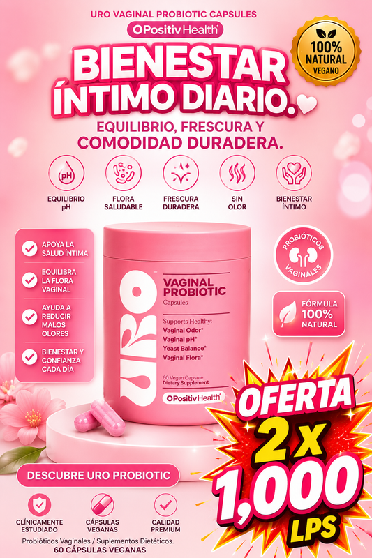 URO™ PROBIÓTICO VAGINAL | CONTROL DEL MAL OLOR Y REGULA EL PH ÍNTIMO + ENVÍO GRATIS🎁